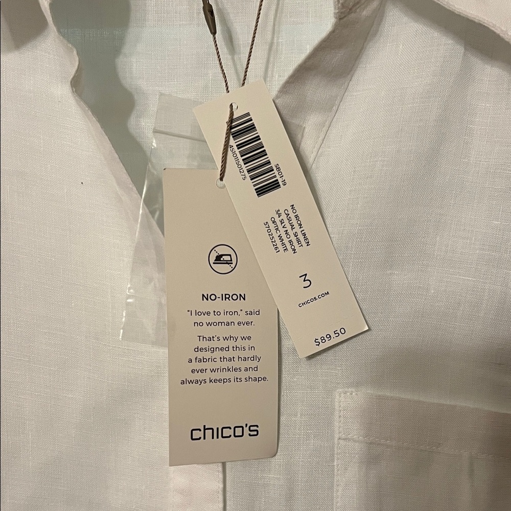Chico's White Button Down Shirt - Picture 2 of 4